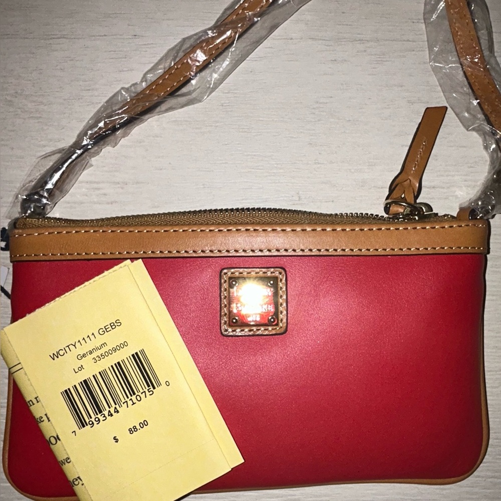 Dooney & Bourke Red and Tan Wristlet